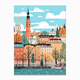 Sweden 2 Travel Illustration Canvas Print