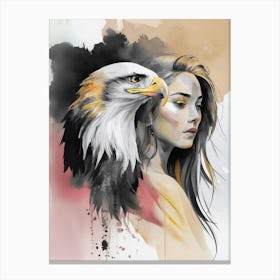 Eagle And Woman Canvas Print