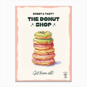 Stack Of Pistachio Donuts The Donut Shop 3 Canvas Print