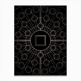 Geometric Glyph Radial Array in Glitter Gold on Black n.0028 Canvas Print