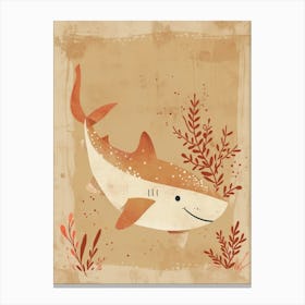 Cute Muted Pastels Shark & Coral 2 Canvas Print
