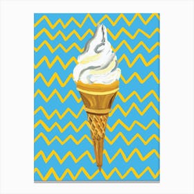Ice Cream Blue Zigzag Canvas Print