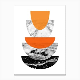Orange and Black Half Circles Print Canvas Print