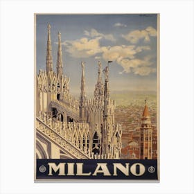 Milan Italy Travel Poster, Karen Arnold Canvas Print