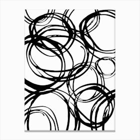 Black And White Circles Minimal Abstract Canvas Print