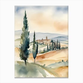Abstract Tuscany Landscape Watercolor 1 Canvas Print