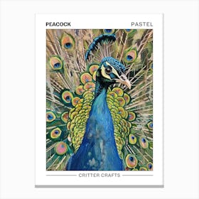 Peacock Pastel Watercolour 3 Poster Canvas Print