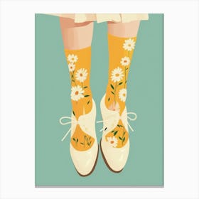 Woman White Shoes With Flowers 2 Canvas Print