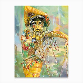 Gouache Illustration Dancer In Gold 1 Canvas Print