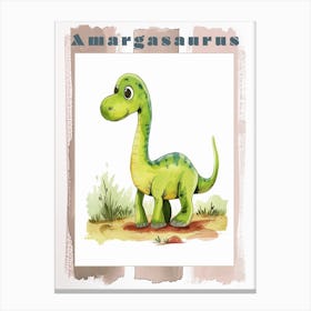 Cute Cartoon Amargasaurus Dinosaur 4 Poster Canvas Print