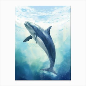 Minke Whale Realistic Illustration 3 Canvas Print