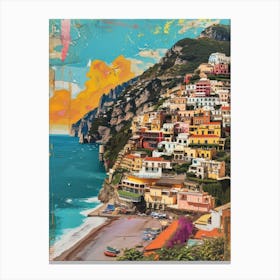 Positano   Retro Collage Style 3 Canvas Print