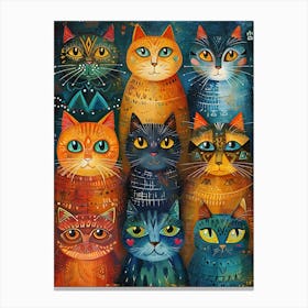 Cats In A Group Canvas Print