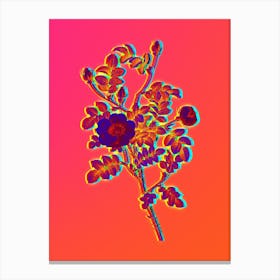 Neon Yellow Sweetbriar Rose Botanical in Hot Pink and Electric Blue n.0034 Canvas Print