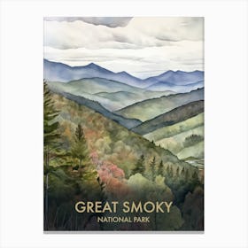Great Smoky National Park Watercolour Vintage Travel Poster 2 Canvas Print