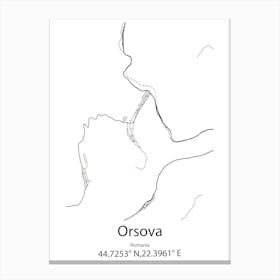 Orsova,Romania Minimalist Map Canvas Print