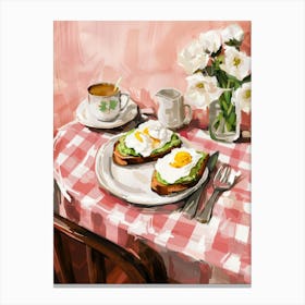 Pink Breakfast Food Poached Eggs 2 Canvas Print