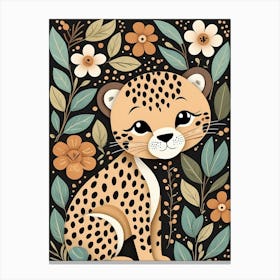 Floral Cute Baby Leopard Nursery (32) Canvas Print