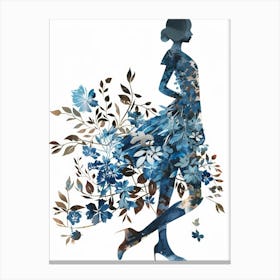 Silhouette Of A Woman With Flowers 10 Canvas Print