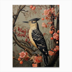 Dark And Moody Botanical Woodpecker 2 Canvas Print