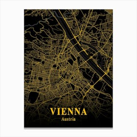 Vienna Gold City Map 1 Canvas Print