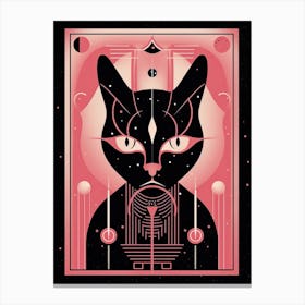 The High Priestess Tarot Card, Black Cat In Pink 1 Canvas Print