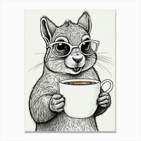 Squirrel With Coffee Canvas Print