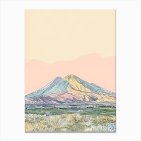 Mount Vesuvius Italy Color Line Drawing (6) Canvas Print