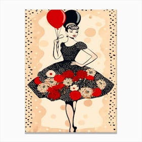 Glamour Girl Wearing Polka Dot Dress Canvas Print