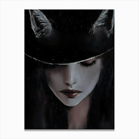 Dark Gothic Fox Hat Canvas Print