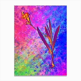 Gladiolus Mucronatus Botanical in Acid Neon Pink Green and Blue n.0333 Canvas Print