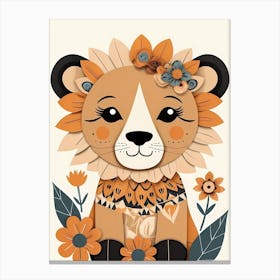 Floral Cute Baby Lion Nursery (12) Canvas Print