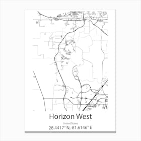 Horizon West,United States Minimalist Map Canvas Print