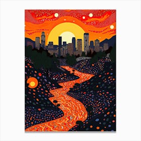 Los Angeles, Illustration In The Style Of Pop Art 4 Canvas Print