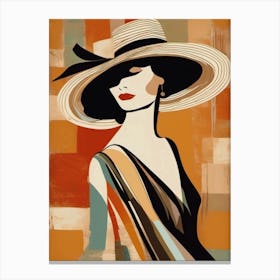 Lady In A Hat Retro Canvas Print