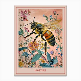 Floral Animal Painting Honey Bee 2 Poster Canvas Print