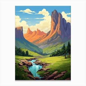 Drakensberg Mountain Range Cartoon 1 Canvas Print