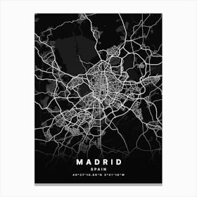 Madrid Spain Black Map Stampe su tela