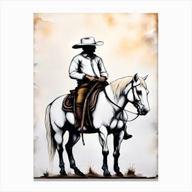 Cowboy On Horseback Canvas Print