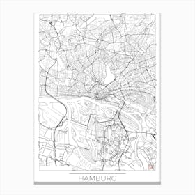 Hamburg Map Minimal Canvas Print