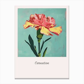 Carnation 1 Square Flower Illustration Poster Canvas Print