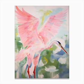 Pink Ethereal Bird Painting Great Blue Heron Canvas Print