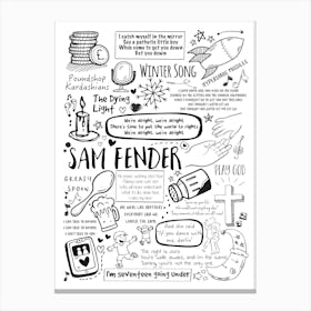 Sam Fender Doodle Lyrics Canvas Print