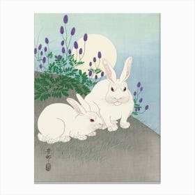 Rabbits At Full Moon, Ohara Koson Canvas Print