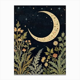 Moon Night Style William Morris 8 Canvas Print