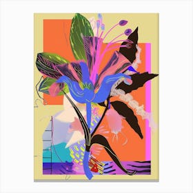 Bluebell 1 Neon Flower Collage Canvas Print