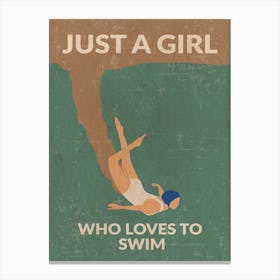Just A Girl Who Loves To Swim (Green) Canvas Print