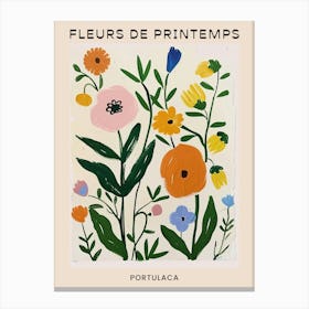 Spring Floral French Poster  Portulaca 1 Canvas Print