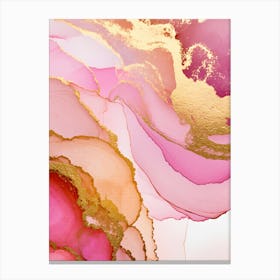 Abstract Pink And Gold Painting Stampe su tela