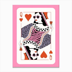 Queen Of Hearts - Roses Red Pink Purple Leopard Canvas Print